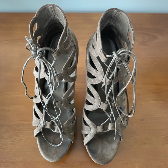 YSL Saint Laurent Suede Gladiator Heel Sandal - Picture 10 of 16